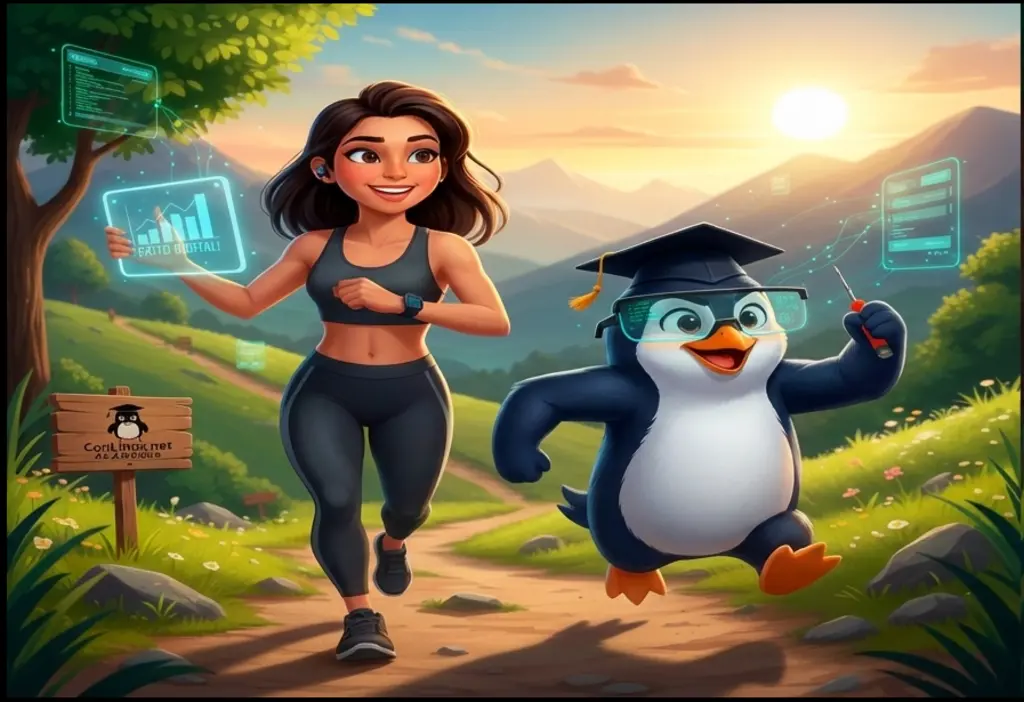 Tuxec y Sofía corriendo juntos